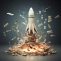 фото макет ракеты и деньги